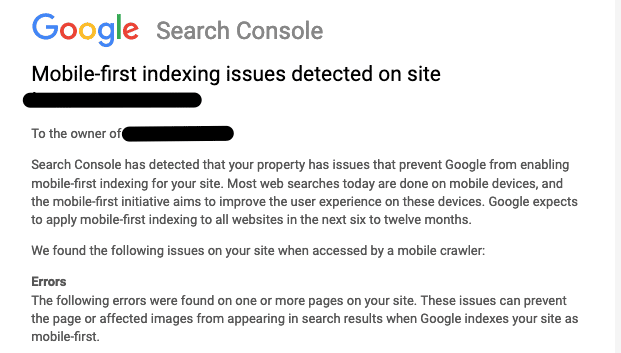 mobile first indexing notice 1