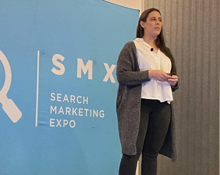 Kaitlin McGrew, PMG Digital Agency, presenting at SMX West 2020
