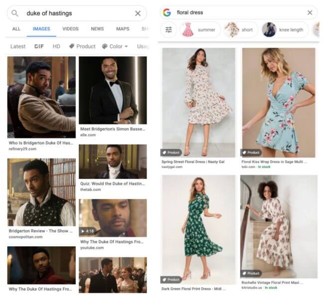 Example of a google image search for duke of hastings and floral dress