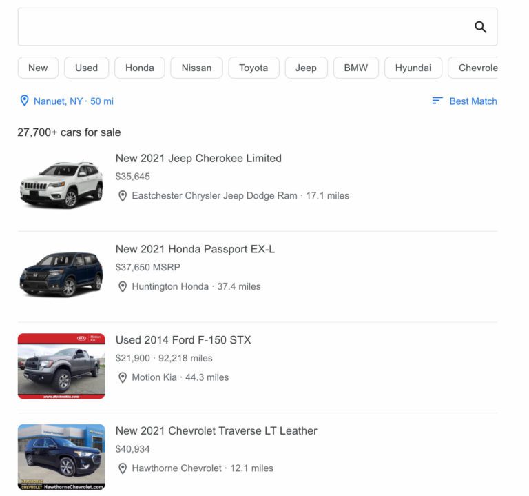 google local car inventory 1
