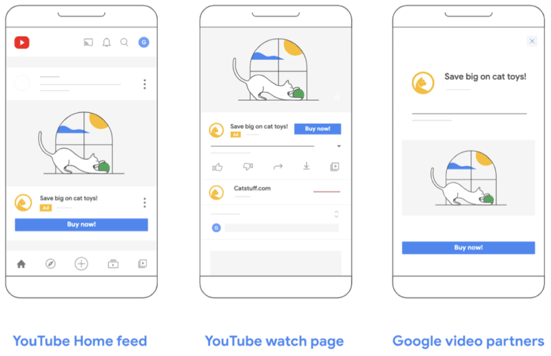 Video action ads can run on YouTube’s home feed, the watch page, the watch next feed and Google video partners.