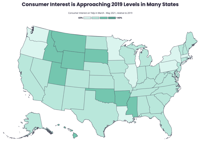 map of consumer interest levels across the U.S.