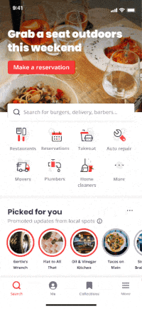 GIF of Yelp iOS Home Feed Experience smaller file