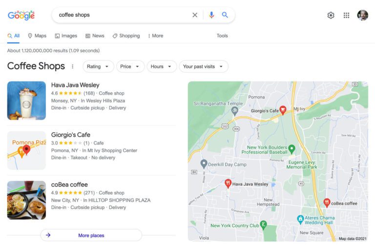 google local pack map interface new